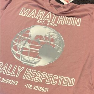 The Marathon Clothing Pink Short Sleeve Tee with Vintage Graphic